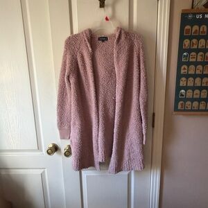 C21 Serra Pink Fuzzy Open-Front Cardigan
